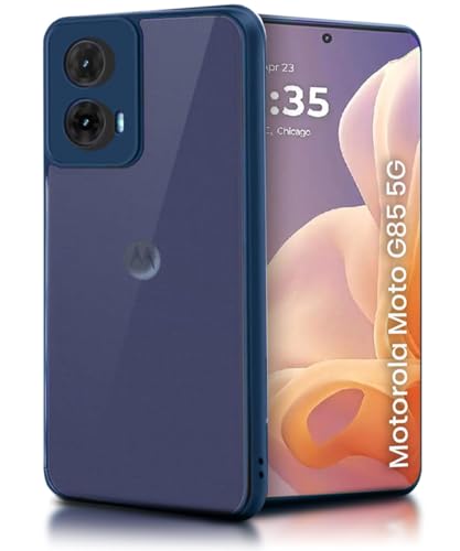 Image of WOW IMAGINE Shockproof Hybrid Back Cover for Motorola Moto G85 5G | Hard Slim fit Back Case | PC & TPU | Clear Transparent Case - Blue