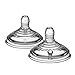 Tommee Tippee Closer to Nature Tetinas con Forma de Pecho y Válvula Anticólico, Silicona Suave, Flujo Rápido, 6m+, Pack de 2, Transparente (color y diseño varían)