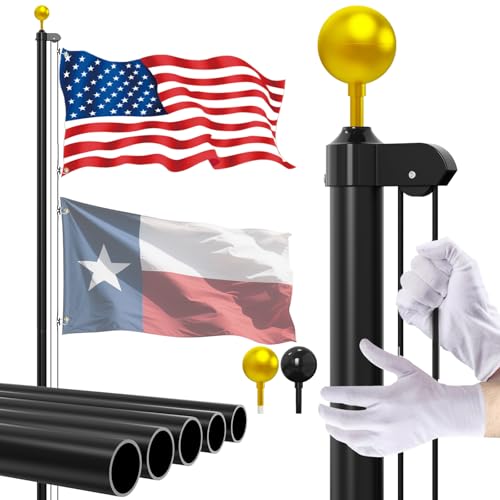 Ryzenthr 20 FT Flag Pole Kit for Outside, 14 Gauge Heavy Duty Flagpole Kit for Yard, Extra Thick