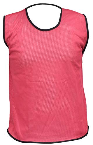 Pack of 10 Sports Training Bibs Football Rugby Hockey Netball Cricket Volleyball Vests Soccer Sports Club (7 Sizes 13 colours)) (Youth (Small - Medium), Pink)