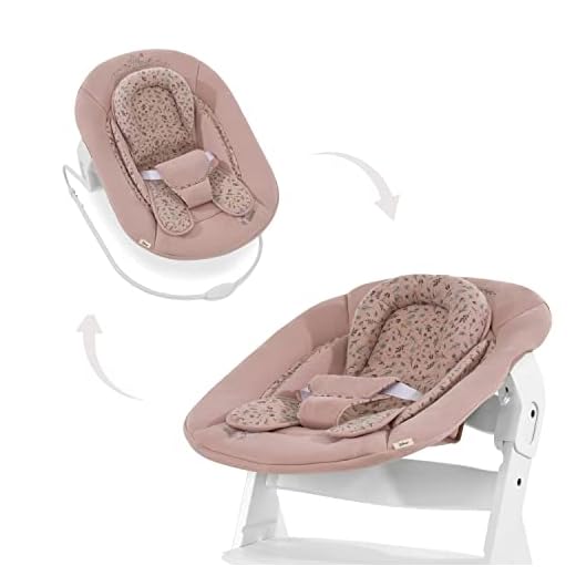 Hauck Alpha 2 en 1 Hamaca Trona, Compatible con Tronas Hauck Alpha Plus y Beta Plus, Hamaca para bebés desde el nacimiento hasta 9 kg, con Reductor de Asiento, Función de Balanceo, Bambi, Rosé