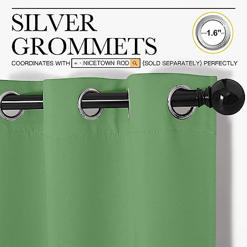 Image of NICETOWN Room Darkening Curtains for Kitchen, Forest Green, Set of 2, 42 inches Wide by 50 inches Long, Window Treatment Thermal Insulated Solid Grommet Room Darkening Curtains /Drapes for Bedroom