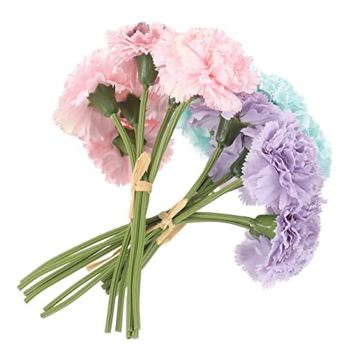 Ciieeo 3 Racimos Ramos De Flores Arreglos Florales Realistas Ramo De Clavel Falso Flor Hecha a Mano Falso Clavel Floral Ventana Floral Permanente Ramo De Claveles Boda Oficina El Plastico