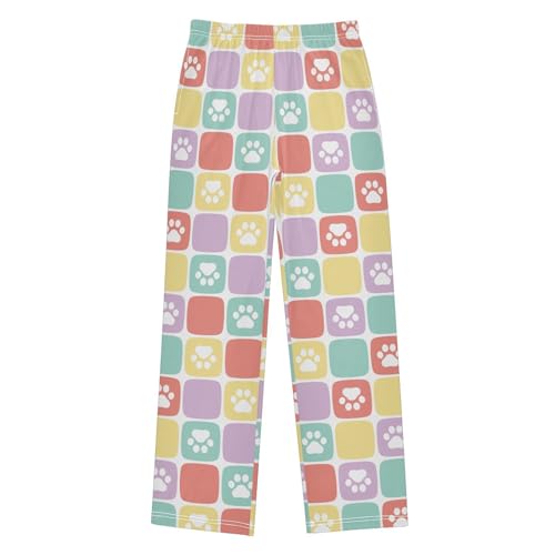 Colorful Dog Paw Cat Footprint Boys Pants for Kids Jogger Pants with Pockets S-XL