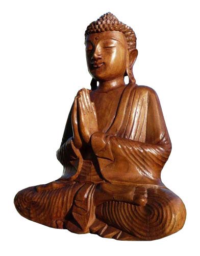 WOGEKA ART Super ładna modlitwa Budda o długości 40 cm, drewno Budda Feng Shui BMGEB40