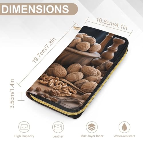Womens Leather Wallets Walnut Nuts Wallet for Women Large Capacity Card Phone Holder Ladies Purse2