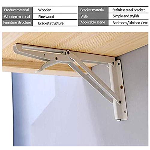 Table pliante en bois massif 80x30cm avec cadre support inox - 4