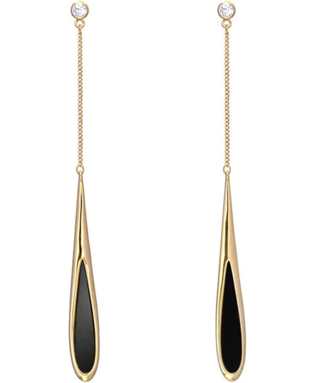 El Regalo Vintage Black Enamel Long Drop Crystal Stud Earrings- Womens Chain Tassel Earrings (B0BSV4NXPG) Amazon Price History, Amazon Price Tracker