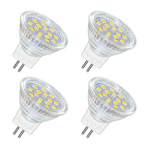 Akynite MR11 GU4 2W LED Cool White 6000K, 35mm Small Size, 250LM, AC DC 12V-24V, 120° Angle with Glass Cover