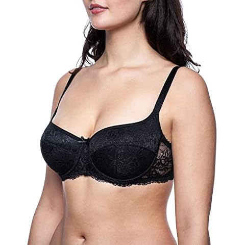 frugue Women's Push Up Bandeau Lace Sexy Bra Black UK 34 B Cover