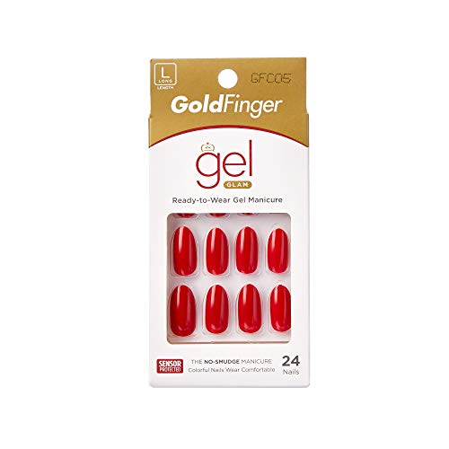 Kiss Gold Finger Gel Glam 24 Nails GFC05 RED