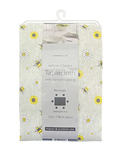 COUNTRY CLUB Busy Bee Design Wipe Clean Tablecloths 132x178cm - Don't be a Busy Bee by using this easy clean tablecloth