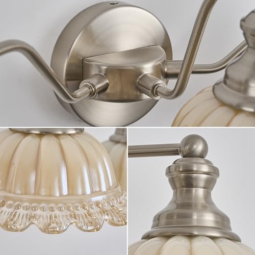 Image of XIEDUN Brushed Nickel Bathroom Vanity Light White 3 Light