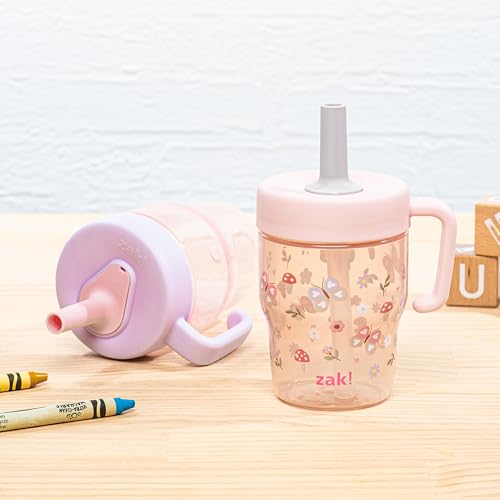 Image of Zak Designs Springtime Capri 10oz Leak-Proof Toddler Straw Cups, 2-Pack