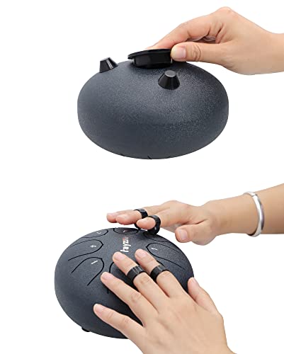 Image of Rayzm Steel Tongue Drum, 6 inches 8 Notes Diatonic Scale Handpan Tank Drum Kit, Carbon Steel C-Key Percussion Instrument