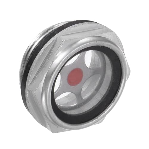 CoCud Vitre de Niveau D'Huile pour Compresseur D'Air | Filetage M27x1.5mm Mâle | Indicateur Niveau de Liquide en Aluminium Avec Fenêtre en Verre Hexagonale,...