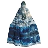 WBQLSL Mantella con cappuccio con stampa di ghiaccio e neve, per feste di vacanza, carnevale, cosplay, costume adatto per adulti e bambini