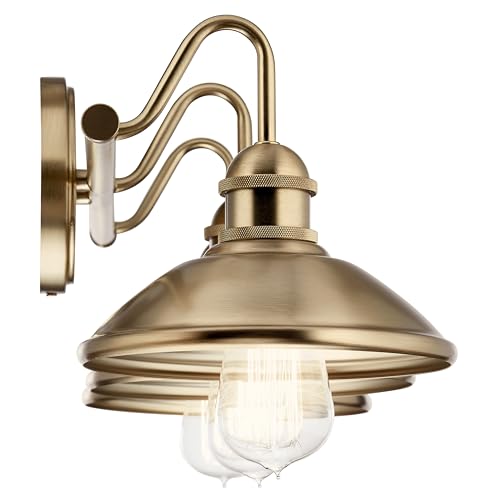 Image of Kichler Clyde 3 Light Bathroom Vanity in a Rich Champagne Bronze Finish, for Bathrooms, (7.25 inch H x 26.5 inch W x 8.25 inch Ext.), 45945CPZ