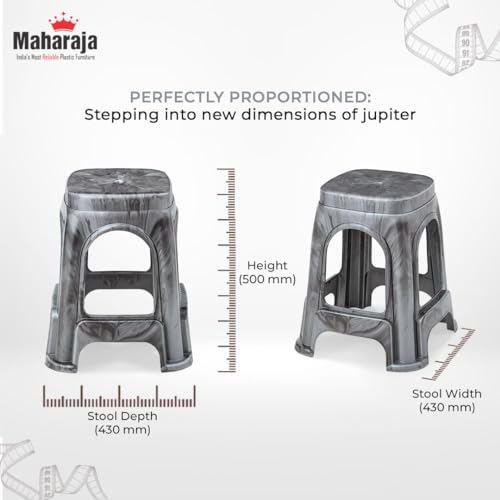 Image of MAHARAJA Strong & Durable Stool | Modern Beige Polypropylene Stackable Stool | Set of 6, Pre-Assembled (Silver, Pack of 6)