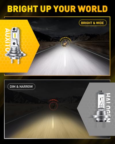 Image of AUXITO H7 LED Fog Light Bulb, 500% Brightness, CSP LED Chips Fog Lamps Replacement, Play and Plug, Pack of 2