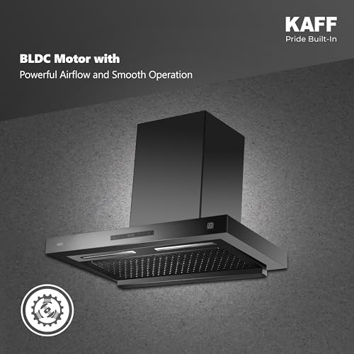 Image of KAFF ASHPRO 90 DC 90cm Kitchen Chimney | 1400 m /hr Suction | BLDC Motor | Filterless Auto Clean | Gesture & Touch Control | Wall Mounted | Black |12 Years Motor Warranty