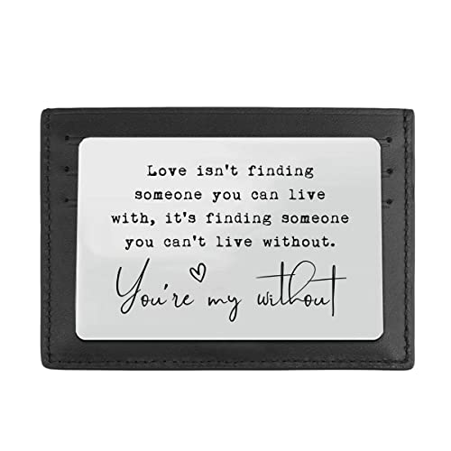 Wallet Insert Card, Engraved Gift for Him, Pocket Keepsake, Love is Finding Someone You Can't Live Without, Anniversary Wallet Insert Card, Birthday, Boyfriend, Husband (Silver)3