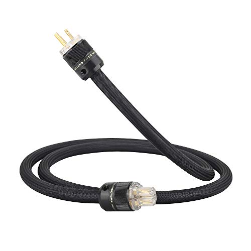 Audiocrast Hifi Power Cable, Hi-End Braided Sleeve Amplifier Power Cord Guage-10Awg Od 17Mm, Audiophile High-End Ac Power Cable Wire With Gold Us Plug+Iec320 C13 Connector (3.3Ft/1M) #TOP5