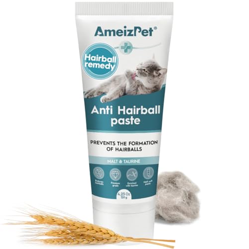 AmeizPet Hairball Remedy for Cats, Anti-Hairball Malt Paste for Pet Fur, Treatment for Long & Short Fur Cats, 4.23 Oz (120g)