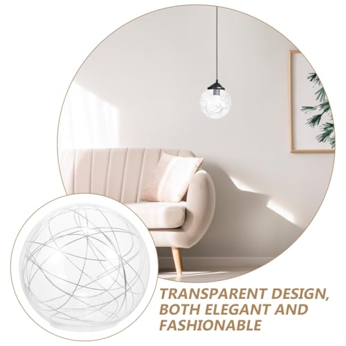 Image of UKCOCO White Glass Globe Lamp Shade Replacement - Clear Ball Lamp Globes Replacement Glass for Pendant Light, 5.11 inch Diameter, inch Opening Diameter (Inner Wound Aluminum Wire)