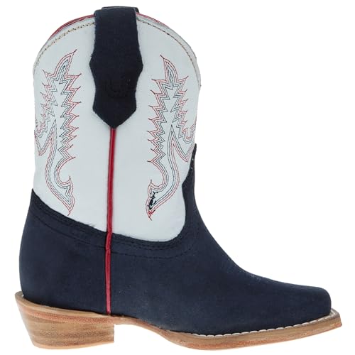 R Childrens Navy Rough Out with Winter White Shaft Cutter Toe Boot4