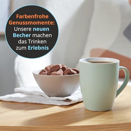 for friends 6 Stück Kaffeebecher 300ml aus hochwertigem Steinzeug, Kaffeetasse in mintgrün, Kaffeebecher mit Henkel, Spülmaschinen- & Mikrowellengeeignet