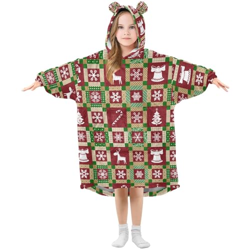 Manta de gran tamaño con capucha para niñas, diseño de amapolas, búfalo, copo de nieve, Navidad, manta suave y cálida de forro polar con capucha, Multicolor, 120 Grande