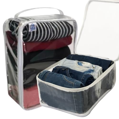 Kit 3 Organizador Multiuso Armazenamento Roupas C/Alça Transparente TAM M - Bubag!