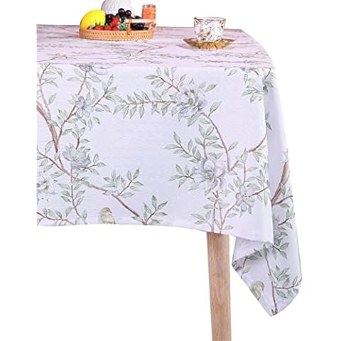 Tablecloth Rectangle Rectangular Tablecloth Cotton Linen Polyester Durable Simple Flower And Bird Pattern Rectangular Tablecloth Kitchen Cafe Dust Cover Cloth,C1,100x140cm for Kitchen Weddin Cover