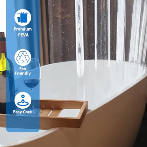 Image of Short Shower Curtain liner 60 inch Length, Midweight Clear Shower Curtain Sets for Bathtub-Premium PEVA Heavy Duty Bathroom Curtains with 12 Rustproof Grommets and 3 Magnets, Clear, 72x60 Inch