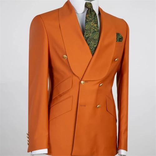 Ownwfeat Men Double Breasted Business Casual Suits Wedding Party Jacket Pants Set 2PCS Slim Fit Suits4