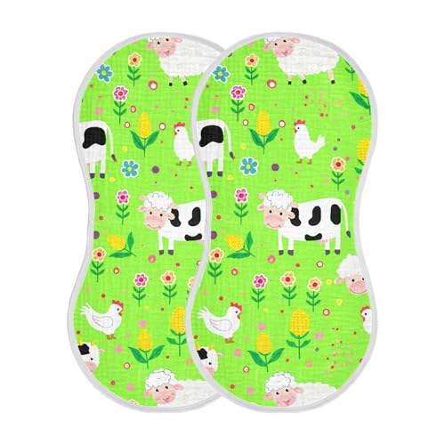 xigua Cute Farm Sheep Baby Burp Cloths for Newborn Boys and Girls 2 Pack, Soft & Absorbent Cotton Baby Burp Cloth, Baby Washcloths, Newborn Towel, Burp Rags2