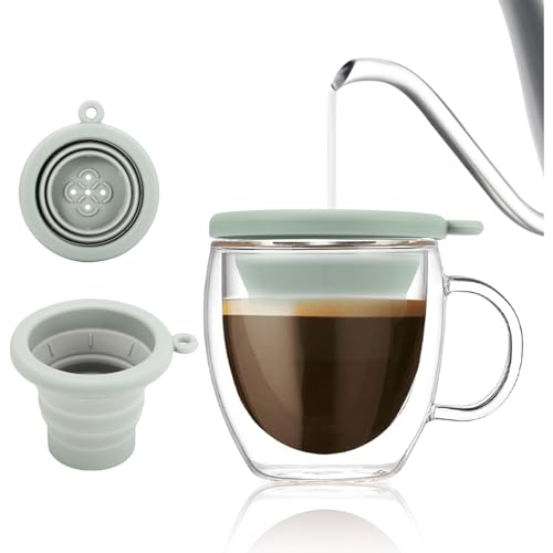 SHANGSKY Gotejador de café, cafeteira dobrável de silicone para uma xícara, gotejador portátil, cafe