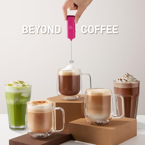 Image of Mini & Mighty Milk Frother Wand - Powerful Handheld Coffee Frother, Battery Operated Drink Mixer - Compact Pocket Size - Detachable Whisk for Latte, Cappuccino, Matcha, Hot Chocolate