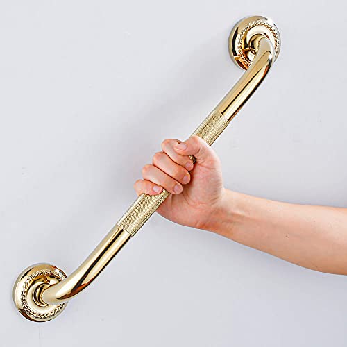 Impeu Textured Shower Grab Bar, 24-Inch Bathroom Support Rail, Stylish Bathtube Anti-Slip Safety Armrest Hand Rail, Polished Gold Finish, Good For Senior, Kids, Elderly #TOP1