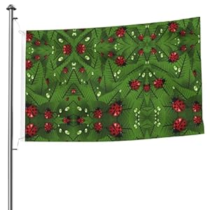 Xlewsieu Black-48 Flagge mit Marienkäfern