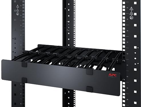 Miniatura 2 de APC Gestor de cables horizontal profundo con placa inferior de amarre de cables, de una cara con componentes de cubierta, negro (AR8603A)