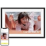 Aura Carver Mat WiFi Digital Picture Frame, 10.1”, Add Photos with Aura App, Free Unlimited Storage - Easy to Use - Plays Videos - The Best Digital Photo Frame - Gravel with White Mat