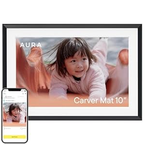 Aura Carver WiFi Digital Picture Frame | The Best Digital Frame for Gifting | Send Photos From Your Phone | Quick, Easy Setup in Aura App | Free Unlimited Storage | Gravel with White Mat
