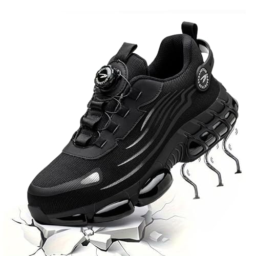 Steel Toe Shoes for Men Women Noozier Lightweight Breathable Safety Work Chef Shoes Non Slip Puncture Proof Comfortable Construction Footwear Slip On Indestructible Sneakers Black