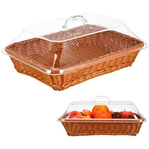 DOITOOL Wicker Bread Basket with Lid Cover