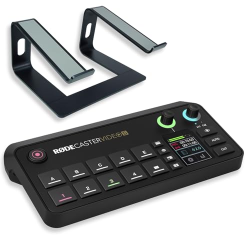 Rode Rodecaster Video S Console pour production audio et vidéo avec support pour ordinateur portable Keepdrum BK