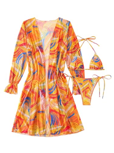 Maillot de bain bikini à nouer imprimé licou ensemble 3 pièces taille moyen