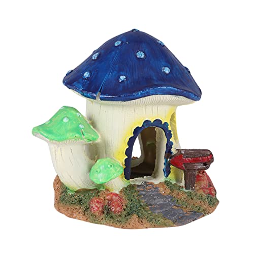 iplusmile 1個 水槽の装飾 水族館の洞窟 水族館きのこの家 水槽の家の装飾 水族館の家 パラ 水槽のサンゴの装飾 隠れ家 水槽の付属品 タンクスタンド きのこの水族館の装飾 魚 Blue