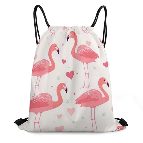 Flamingo Drawstring Backpack Durable Sport Gym Bags Daypack for Men Women 35 * 42cm